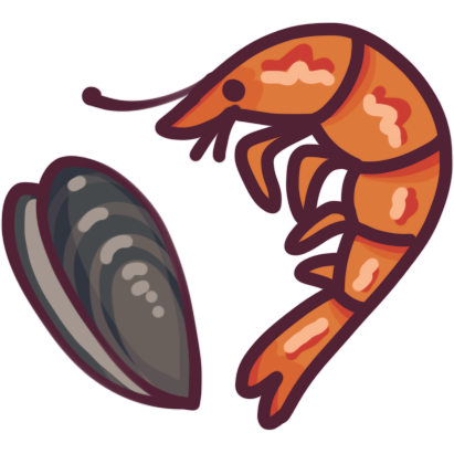 a clam and a shrimp